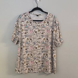 Women’s 100% Polyester Coffee Print T-Shirt
